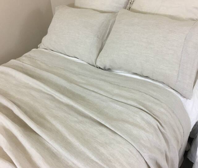 Natural Linen Bed Sheets, Linen Bedding, Luxury Bedding Set, Natural Top Sheet, Fitted Line Pillow Cases - image 1