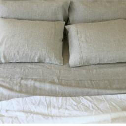 Natural Linen Bed Sheets, Linen Bedding, Luxury Bedding Set, Natural Top Sheet, Fitted Line Pillow Cases - thumbnail 4