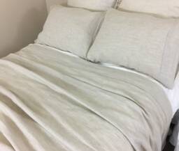 Natural Linen Bed Sheets, Linen Bedding, Luxury Bedding Set, Natural Top Sheet, Fitted Line Pillow Cases - thumbnail 1