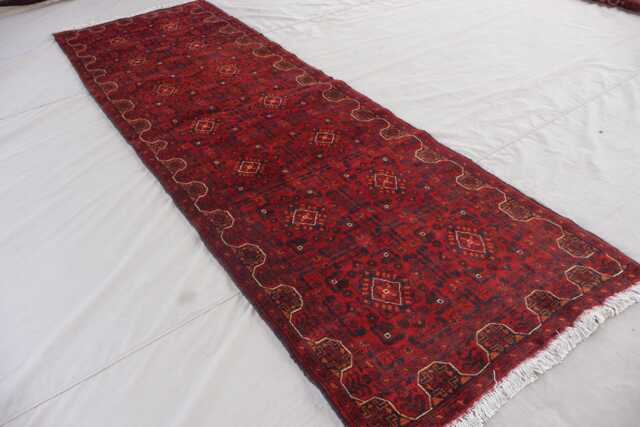 3x10 Ft Runner Rug, Afghan Hand Knotted Wool Vintage Turkmen Tribal Khal Mohammedi Carpet, Oriental Hallway Runner, Kitchen - image 1
