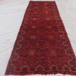 3x10 Ft Runner Rug, Afghan Hand Knotted Wool Vintage Turkmen Tribal Khal Mohammedi Carpet, Oriental Hallway Runner, Kitchen - thumbnail 2