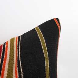 Handwoven Wool Kilim Pillow Cover, Boho Decorative Turkish Cushion - 20x20'' - thumbnail 2