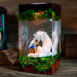 Preorder Chihiro & Haku Resin Lamp - Spirited Away Led Night Light Ghib-I Art Handmade Anime Dragon Decor Gift For Fans - thumbnail 3
