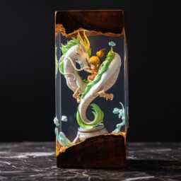 Preorder Chihiro & Haku Resin Lamp - Spirited Away Led Night Light Ghib-I Art Handmade Anime Dragon Decor Gift For Fans - thumbnail 1