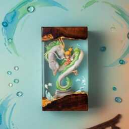 Preorder Chihiro & Haku Resin Lamp - Spirited Away Led Night Light Ghib-I Art Handmade Anime Dragon Decor Gift For Fans - thumbnail 2