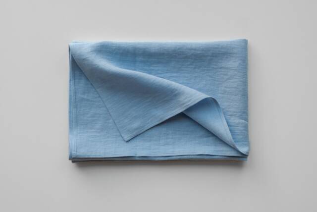 Large Sky Blue Linen Beach Towel, Softened Stone Washed - image 1