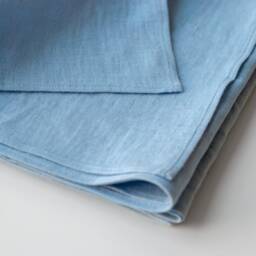 Large Sky Blue Linen Beach Towel, Softened Stone Washed - thumbnail 3