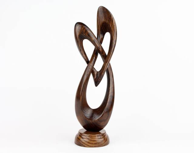 Romantic Wood Sculpture, 5Th Anniversary Gift, Handmade Art Deco Table Decor - image 1