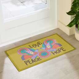 Elizabeth Olwen Love Peace Hope Indoor Outdoor Doormat - Positive Quote Entrance Rug Colourful Home Decor Gift 70x40cm - thumbnail 2