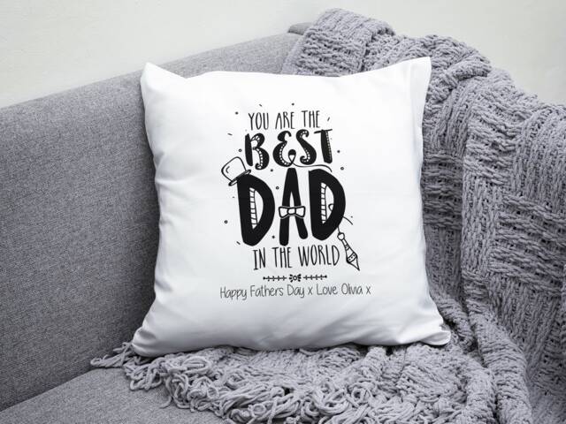 Personalised Best Dad in The World Cushion Father's Day Gift Custom Name Message Pillow Cushions Birthday Christmas Daddy Presents Keepsake - image 1