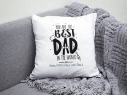 Personalised Best Dad in The World Cushion Father's Day Gift Custom Name Message Pillow Cushions Birthday Christmas Daddy Presents Keepsake - thumbnail 1