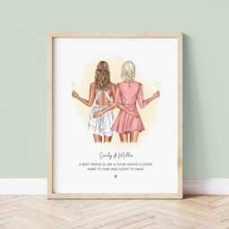 Personalised Best Friend Print - Custom Bestie Gift For Her Birthday Friendship Keepsake Unique Wall Art Friends - thumbnail 1