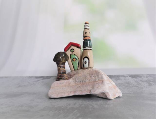 Home & Living Ceramic Stone Miniature, Unique Gift Home Decor, Mediterranean Art - image 1