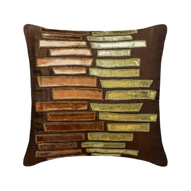 "Designer Metallic Leather Brown Euro Pillow Sham 24""x24""/26""x26" - image 1