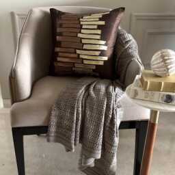 Abstract Faux Leather Appliqu?? Pattern, Brown Art Silk, 24x24/26x26 Modern Euro Sham - Metallic Ladder - thumbnail 2