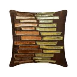 "Designer Metallic Leather Brown Euro Pillow Sham 24""x24""/26""x26" - thumbnail 1