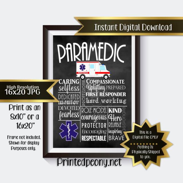 Ems Wall Art Chalkboard Emt Gift For Paramedic Decor Gifts Emergency Medical Services Printable Instant Download - image 1