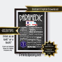 Ems Wall Art Chalkboard Emt Gift For Paramedic Decor Gifts Emergency Medical Services Printable Instant Download - thumbnail 1