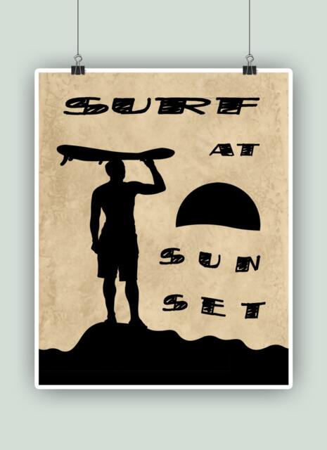 Surf At Sunset Poster, Nautical Art Print - image 1