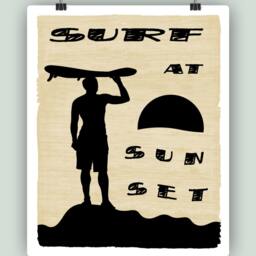 Surf At Sunset Poster, Nautical Art Print - thumbnail 2