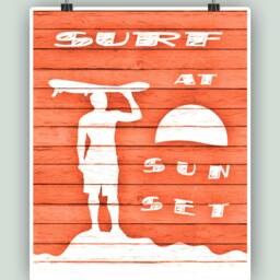 Surf At Sunset Poster, Nautical Art Print - thumbnail 4