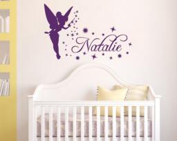 Name Wall Decal Tinkerbell Vinyl Decal, Sticker Magic Little Princess Girl Name, Wall Decor For Bedroom Nursery Baby Room Art X260 - thumbnail 1