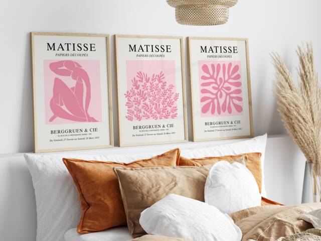Set Of 3 Pink Abstract Art Prints - Minimalist Wall Modern Home D??cor Premium Matte Print UK Shipping - image 1