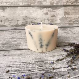 Large Pillar Candle, Lavender Scented, Wedding Candle Gift, Gift Ideas For Her, Dried Flower Candles, Relaxation Gifts Her - thumbnail 3