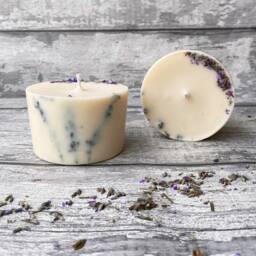 Large Pillar Candle, Lavender Scented, Wedding Candle Gift, Gift Ideas For Her, Dried Flower Candles, Relaxation Gifts Her - thumbnail 2