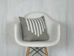 Gray Linen Pillow Cover With White Line Design/Southwestern Decorative Throw Cushion Bright Neutral Bedding Accent Stone Grey Geometric