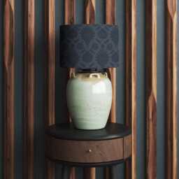 Muhtesem Dark Navy Floral Turkish Pattern Print Velvet Lampshade 25cm 30cm 35cm 40cm 45cm -Drum Lamp Shade Handmade Home Decor Ceiling - thumbnail 3