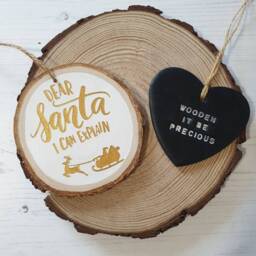Dear Santa I Can Explain Wood Slice Decoration, Slice, Christmas Tree Handpainted Wooden Ornament - thumbnail 2