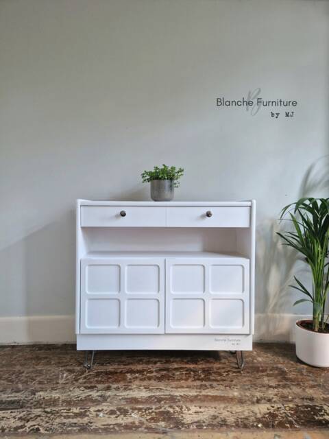Slim Sideboard/Hallway Console in White, On Steel Hairpin Legs - By Nathan - image 1