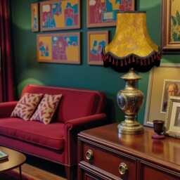 Handmade Gold Paisley Lampshade With Black Fringe Handmade For Table Floor Standard Lamp Shades & Wall Lights - thumbnail 2
