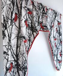 "Curtain Valance White Black Brunches Red Birds Cafe Curtain Panel Eco Friendly Gift 56""x35"