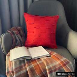 Deep Red Solid Pintuck Pattern Art Silk Throw Pillow Cover, 16x16 Modern Cushion Cover - Ocean - thumbnail 3