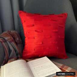 Deep Red Solid Pintuck Pattern Art Silk Throw Pillow Cover, 16x16 Modern Cushion Cover - Ocean - thumbnail 1