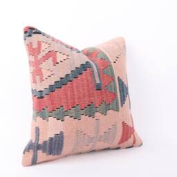 Handwoven Turkish Kilim Pillow Cover Bohemian Home Decor - 14x14 - thumbnail 3