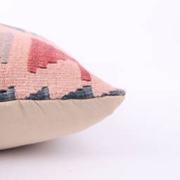 Handwoven Turkish Kilim Pillow Cover Bohemian Home Decor - 14x14 - thumbnail 4