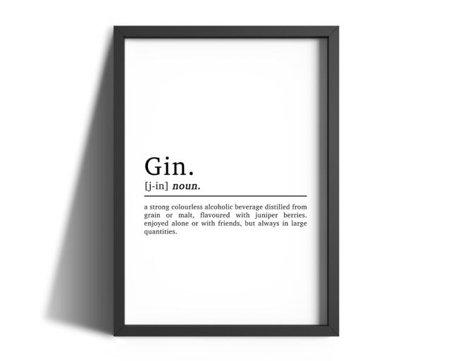Gin Definition - Print Poster Home Decor Wall Art Kitchen D??cor Drink Gifts - image 1