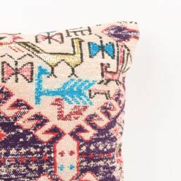Vintage Turkish Kilim Pillow Cover Handwoven Wool Cushion - 16x16 - thumbnail 2