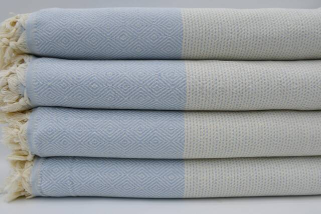 "Bed Blanket, Geometric Blanket, Baby Blue Throw, Turkish Bedspread, Bedspread, Turkish Blanket, 79""x91" - image 1
