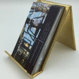 Hammered Brass Business Card Holder - Vertical Desk Organizer, U.s.a. Made - thumbnail 2