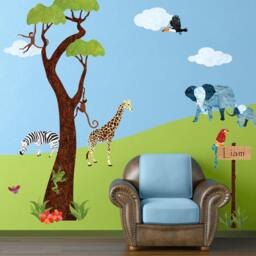 Personalized Jungle Name Sign Wall Sticker For Kids Room - Stk1032 - thumbnail 2