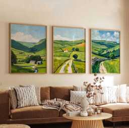 Set Of 3 Yorkshire Dales Posters, Travel Prints, Wall Art, Countryside Decor, Nature Posters - thumbnail 1