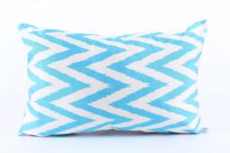 Ikat Silk Velvet Pillow 16x24 - Handmade Boho Cushion Cover Turkish Home Decor Accent - thumbnail 1