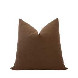 Neutral Pillow Cover Set Brown, Floral, Grain Sack - Handwoven Cotton & Linen - thumbnail 3