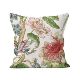 Thibaut - Hill Garden Coral & Green Traditional Floral Cushion Cover Handmade Throw Pillow Designer Home D??cor - thumbnail 2