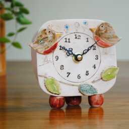 Handmade Ceramic Robin Clock Quirky Mantelpiece Decor - thumbnail 2