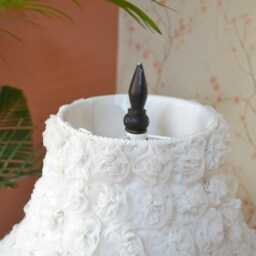 Handmade White Flower Lampshade With Rayon Fringe - thumbnail 3